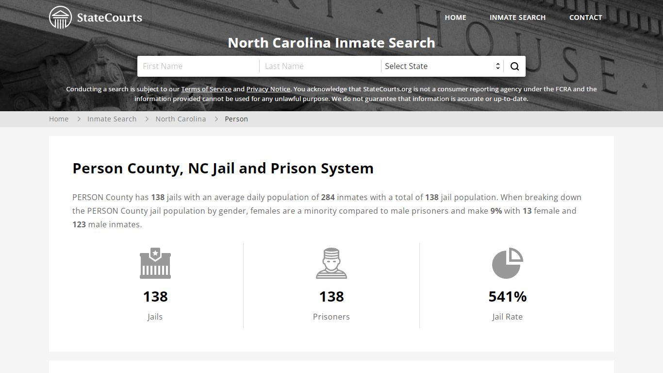 Person County, NC Inmate Search - StateCourts